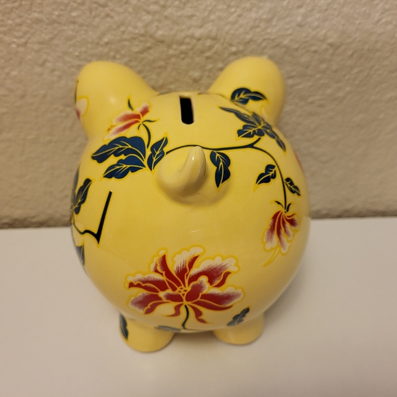Yellow Floral Piggy Bank - Picture 3 of 6
